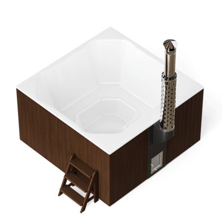 Купель Фурако Polar Spa ELITE QUATTRO 200 квадратная с интегрированной печью для 6-8 человек (термососна темная) фото  фото - 1