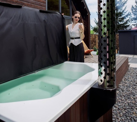 Купель Фурако Polar Spa ELITE QUATTRO 200 квадратная с интегрированной печью для 6-8 человек (термососна темная) фото  фото - 29