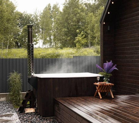 Купель Фурако Polar Spa ELITE QUATTRO 200 квадратная с интегрированной печью для 6-8 человек (термососна темная) фото  фото - 20