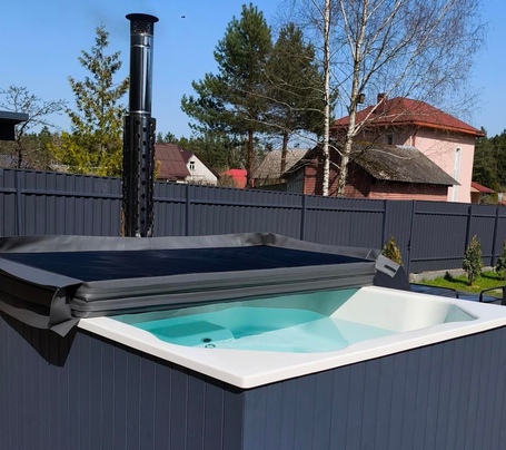 Купель Фурако Polar Spa ELITE QUATTRO 200 квадратная с интегрированной печью для 6-8 человек (термососна темная) фото  фото - 26